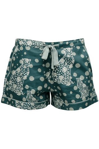 Cyberjammies Hannah Leopard Print Shorts Green Mix