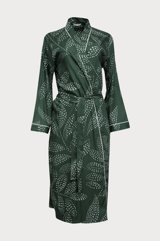 Imogen Leaf Print Long Dressing Gown, Size UK 8