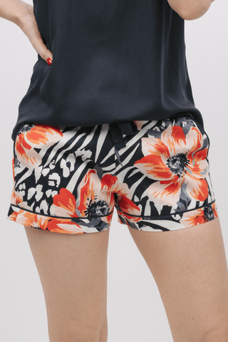 Cyberjammies Nicole Animal Floral Print Shorts Charcoal Mix