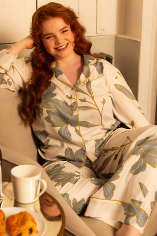 Cyberjammies Piper Floral Print Long Sleeve Pyjama Top White
