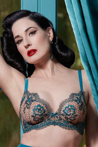 Dita Von Teese Evelina Lurex Underwire Bra Peacock