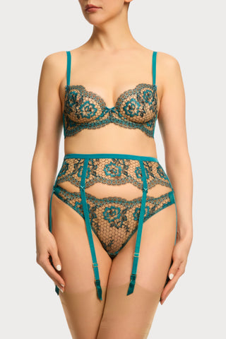 Dita Von Teese Evelina Lurex Suspender Belt Peacock