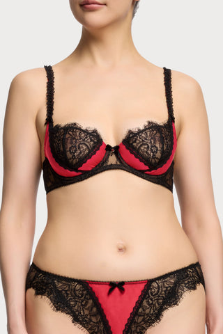 Dita Von Teese Glamcatcher Balconette Bra Black/Runway Red