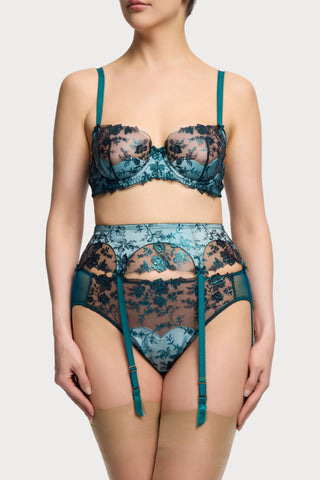 Dita Von Teese Victresse Foil Suspender Kingfisher Blue