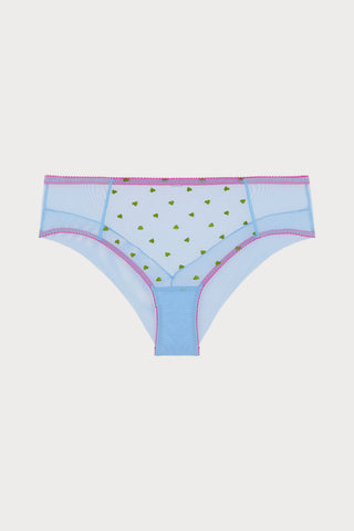 Betty Heart Embroidery High Waist Knicker in Cornflower