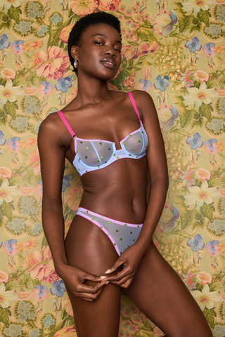 Dora Larsen Betty Heart Embroidery Thong - Sheer Knickers