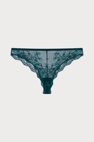Dora Larsen Bryony Floral Lace Brief in Teal
