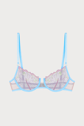 Echo Butterfly Embroidery Underwire Bra Pale Blue