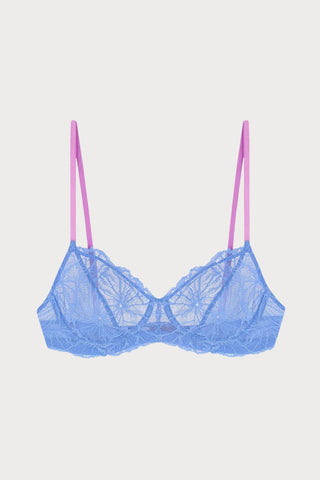Lena Graphic Lace Underwire Bra Blue, Size UK 32D