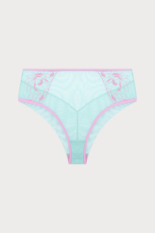 Marta Floral Embroidery High Waist Knicker in Pastel Green