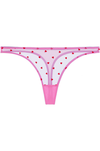 Dora Larsen Priya Heart Embroidery Thong Flamingo Pink