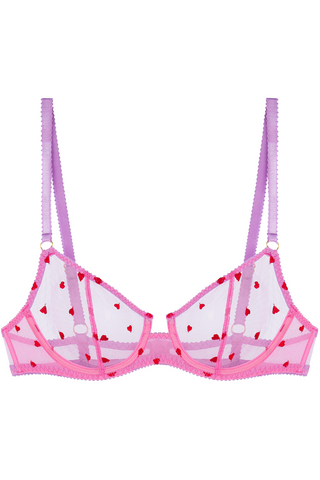 Dora Larsen Priya Heart Embroidery Underwire Bra Flamingo Pink