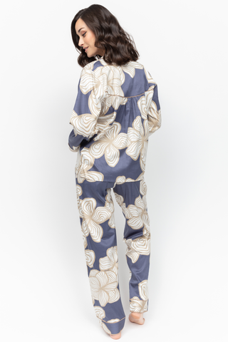 Fable & Eve Hyde Park Floral Print Pyjama Set Slate Blue