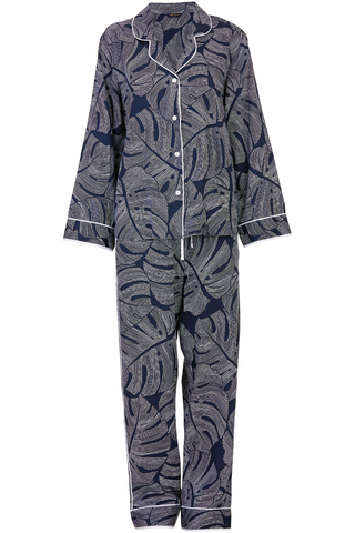 Fable & Eve Knightsbridge Leaf Print Pyjama Set Navy