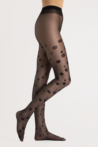 FiORE Bubbles Patterned Tights Black/Gold 20 Denier