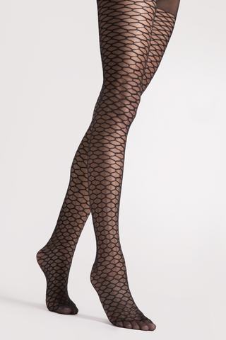 FiORE Darla Geometric Pattern Tights Black 20 Denier