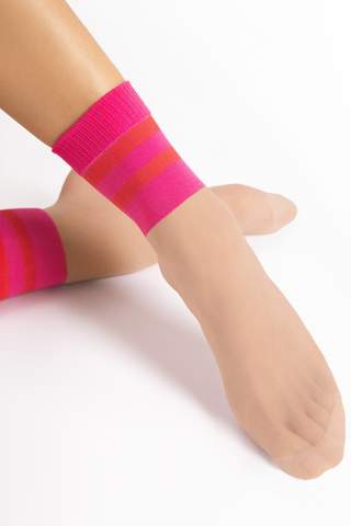 FiORE Dash Nude & Pink Patterned Socks 20 Denier