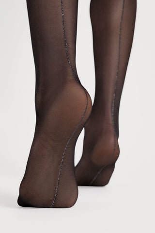 FiORE Gina Metallic Back Tights Black 20 Denier