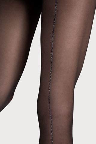 FiORE Gina Metallic Back Tights Black 20 Denier