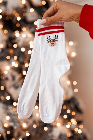 FiORE Reindeer Pattern Cotton Socks White
