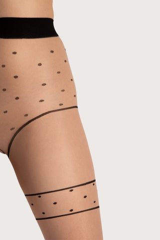 FiORE Sensual Starlight Dot Pattern Tights Nude & Black 20 Denier