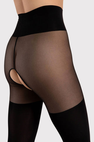 FiORE Sensual Twilight Crotchless Tights Black 40 Denier