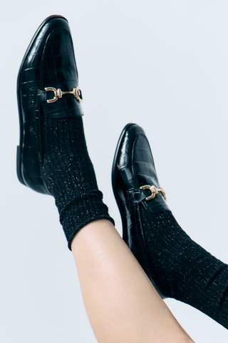FiORE Trinny Black & Silver Cotton Socks