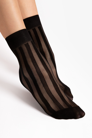 FiORE Vibe Stripe Pattern Socks Black 20 Denier