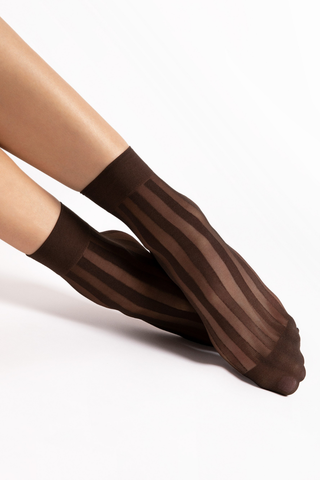 FiORE Vibe Stripe Pattern Socks Brown 20 Denier