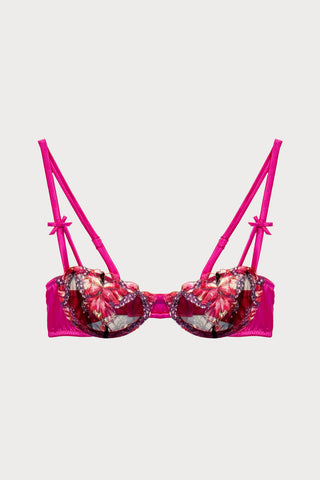 Butterfly Embroidery Cerise Balconette Bra