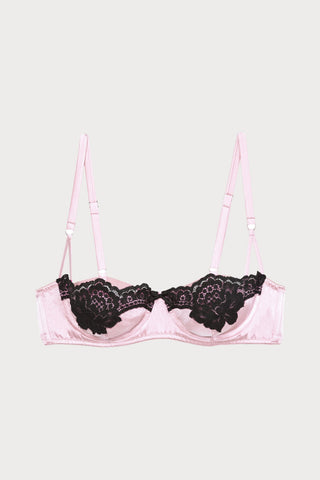 Eve Silk & Lace Balconette Bra in Baby Rose