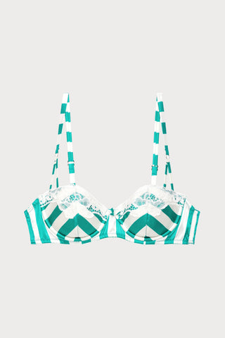 Eve Silk & Lace Balconette Bra in Riviera Stripe
