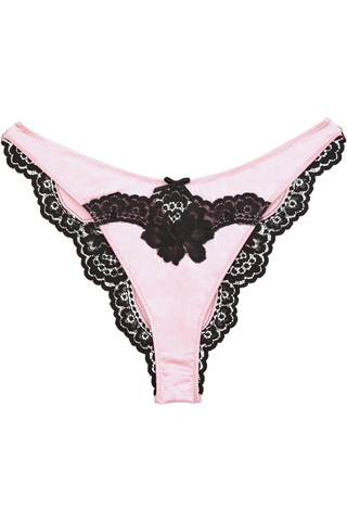 Fleur du Mal Eve Silk & Lace Cheeky Brief in Baby Rose