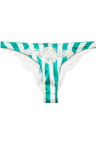 Fleur du Mal Eve Silk & Lace Cheeky Brief in Riviera Stripe
