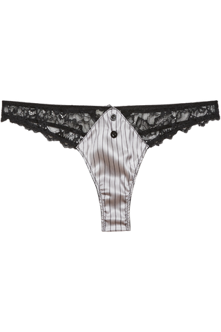 Fleur du Mal Executive Pinstripe Silk Thong