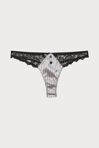 Executive Pinstripe Silk Thong