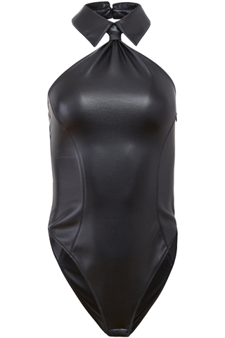 Fleur du Mal Harley Vegan Leather Bodysuit Black