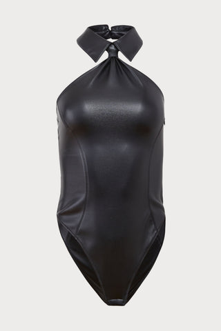 Harley Black Vegan Leather Bodysuit