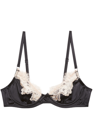 Fleur du Mal Juliet Black Silk & Lace Demi Bra