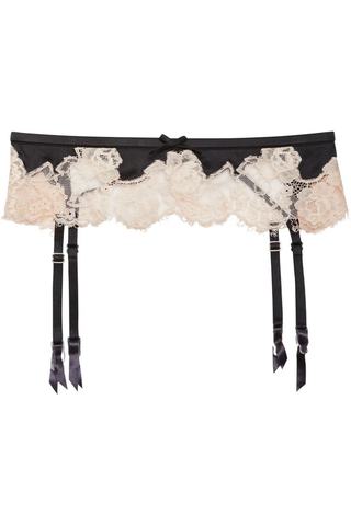 Fleur du Mal Juliet Black Silk & Lace Suspender Belt