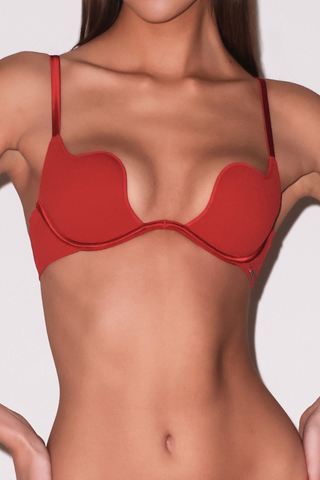 Fleur Du Mal Le Stretch Micro Rouge Seduce U-Plunge Bra