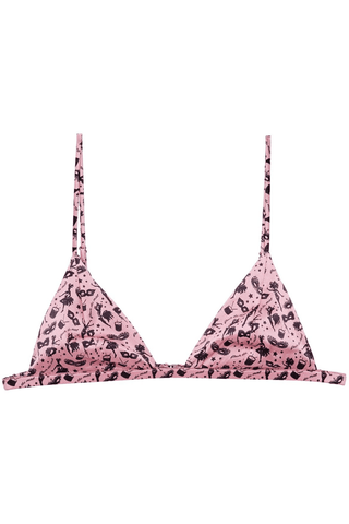 Fleur Du Mal Luxe Triangle Bra Carnival Print