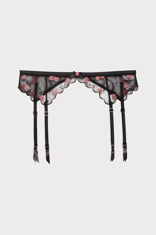 Rose and Vine Embroidery Suspender Belt