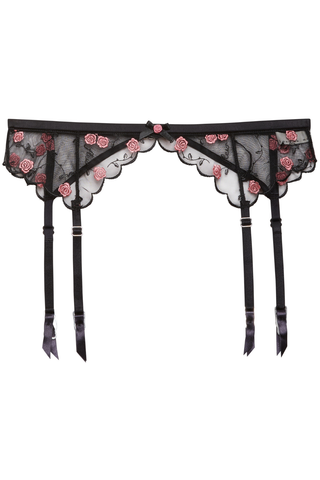 Fleur du Mal Rose and Vine Embroidery Suspender Belt