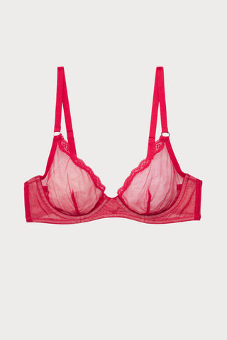 Sheer Tulle Demi Bra Rouge