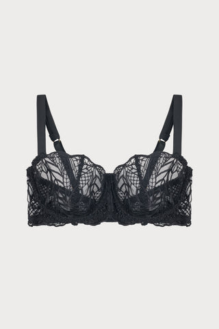 Roxy Black Embroidered Balconette Bra