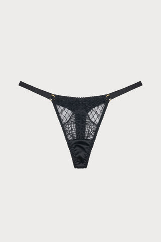Roxy Black Embroidered Mini Thong