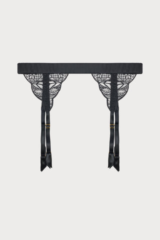 Roxy Black Embroidered Suspender Belt