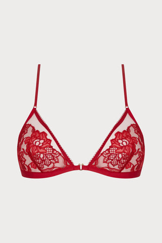 Adorable En Sexy Red Triangle Bra, Size M