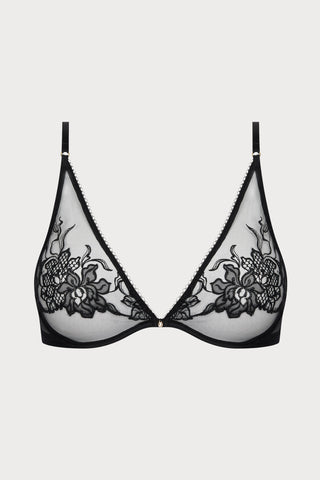 Adorable En Sexy Black Underwired Triangle Bra, Size UK 32B